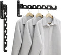 Wall Mounted Clothes Drying Rack, Wall Clothes Hanger Hook for Laundry Room Hanger Foldable, Wall Clothes Rack Indoor, Perfect for Small Spaces, Matte Black 2 Packs