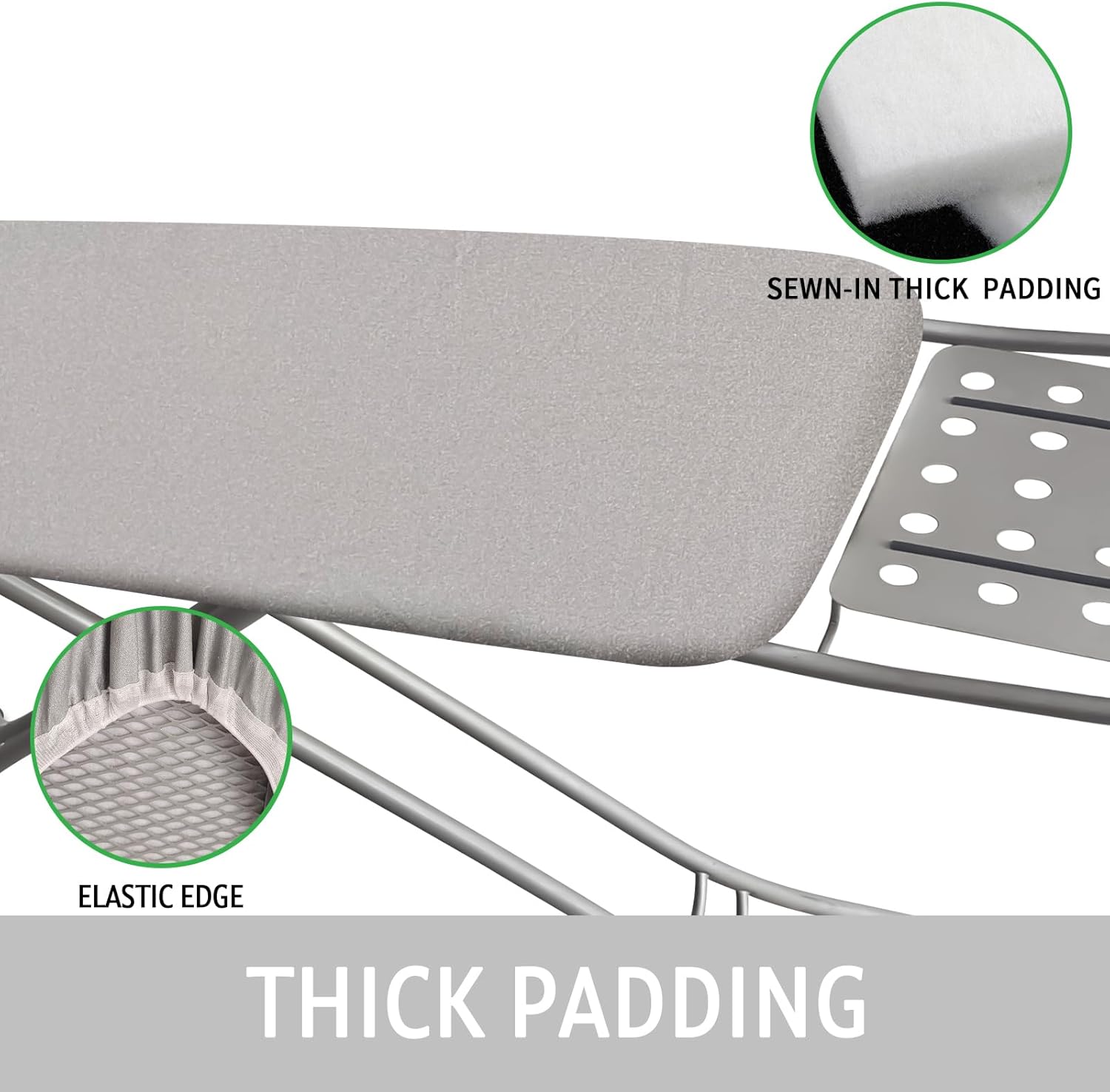 Ironing Board Cover and Pad 15x54 Inch Standard Ironing Board Cover with Elastic Edge and Hook and Loop Fasteners Scorch and Stain Resistant Cotton Ironing Covers with Thick Padding