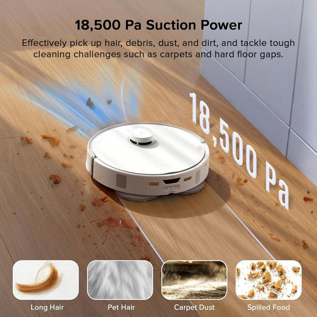 roborock Qrevo Curv S5X Robot Vacuum and Mop, 17000Pa Suction, Zero-Tangling Design, FlexiArm Side Brush, AI Obstacle Avoidance, 10 Weeks Self-Emptying, Auto Washing for Hard Floor, Corner, Pet Hair