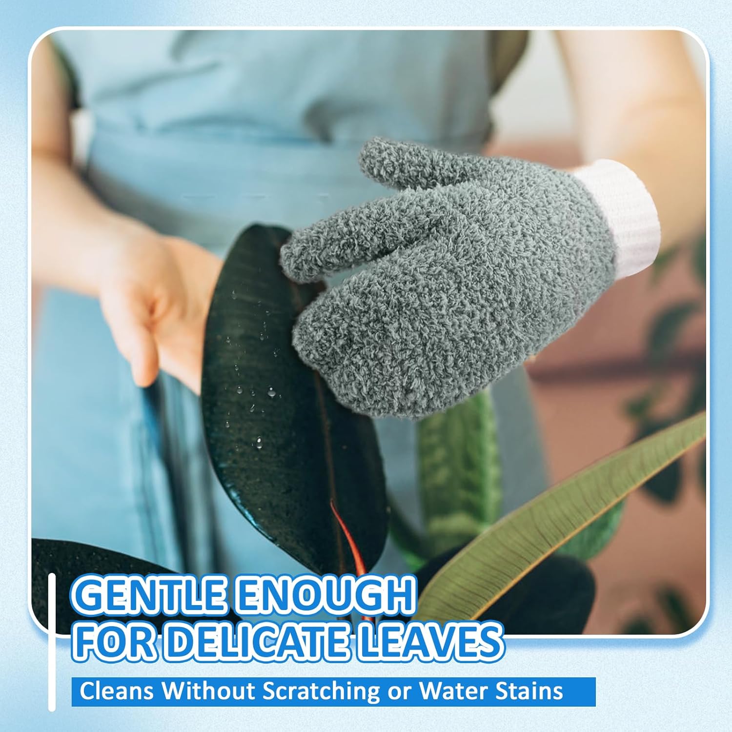 MIG4U Microfiber Dusting Gloves House Reusable Cleaning Glove for Blinds, Windows, Shutters, Furniture, and Car, Gray 2 Pairs S/M
