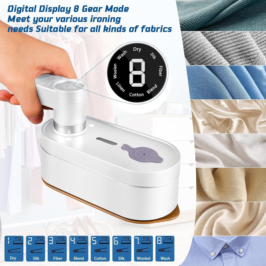 Travel Steamer for Clothes Portable Mini, 8 Steam & Iron Modes Iron Steamer, 2 in 1 Portable Steamer Support Dry&Wet Ironing, 15S Heating, 180° Rotatable Travel Steam Iron