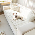 OTOB Sofa Covers for 3 Cushion Couch Washable, Fuzzy Non Slip Pet Friendly Couch Cover Protector Love Seat, All Seasons Soft Plush Furniture Bed Mats Sofa Slipcovers (Cream, 31.5" x 70.9'')