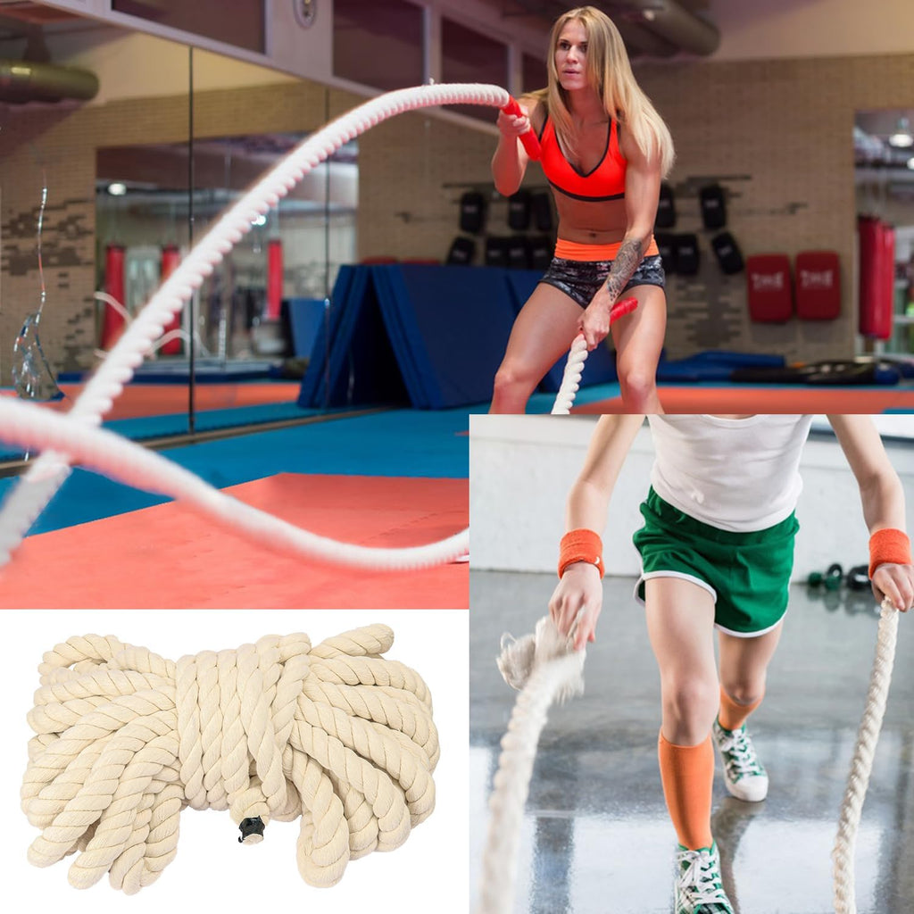20mm Diameter Natural Twisted Cotton Rope, 49 Feet Length Premium Adult Strength Cotton Rope, Soft, Triple-Strand Rope for Nautical Crafts and Home Decoration
