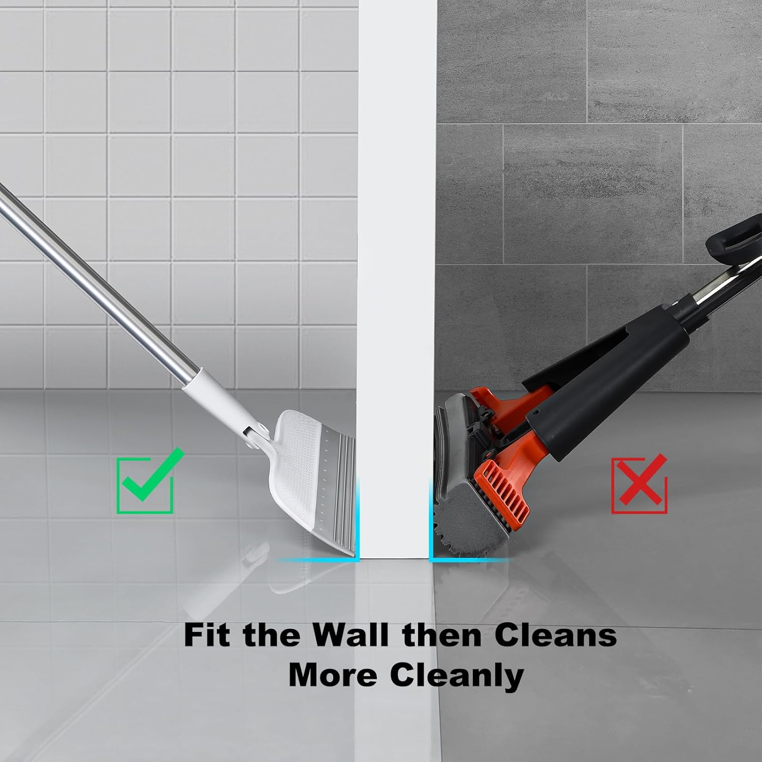 Rubber Squeegee Broom for Floors, 51.77" Long Handle Multi-Surface Magic Broom, Pet Hair Remover Scraper for Laminate Carpets, Windows, Mirrors, Rugs, Hardwood, Tile Cleaning