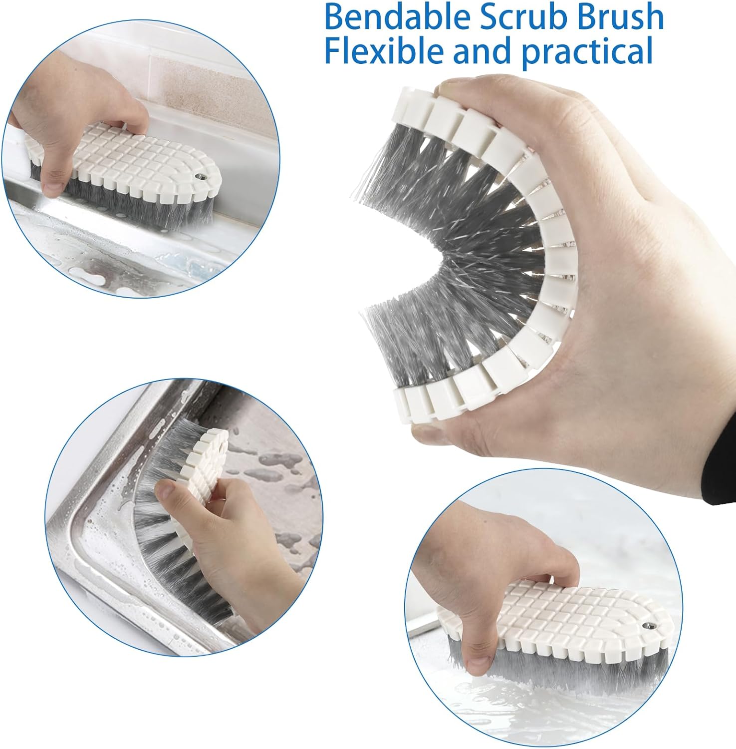 6 Pack Multipurpose Household Cleaning Set, Deep Cleaning Brush Set with Grips - Dish, Scrub, Bottle, Shoe, Groove Gap, Keyboard Brush for Kitchen, Bathroom (B)