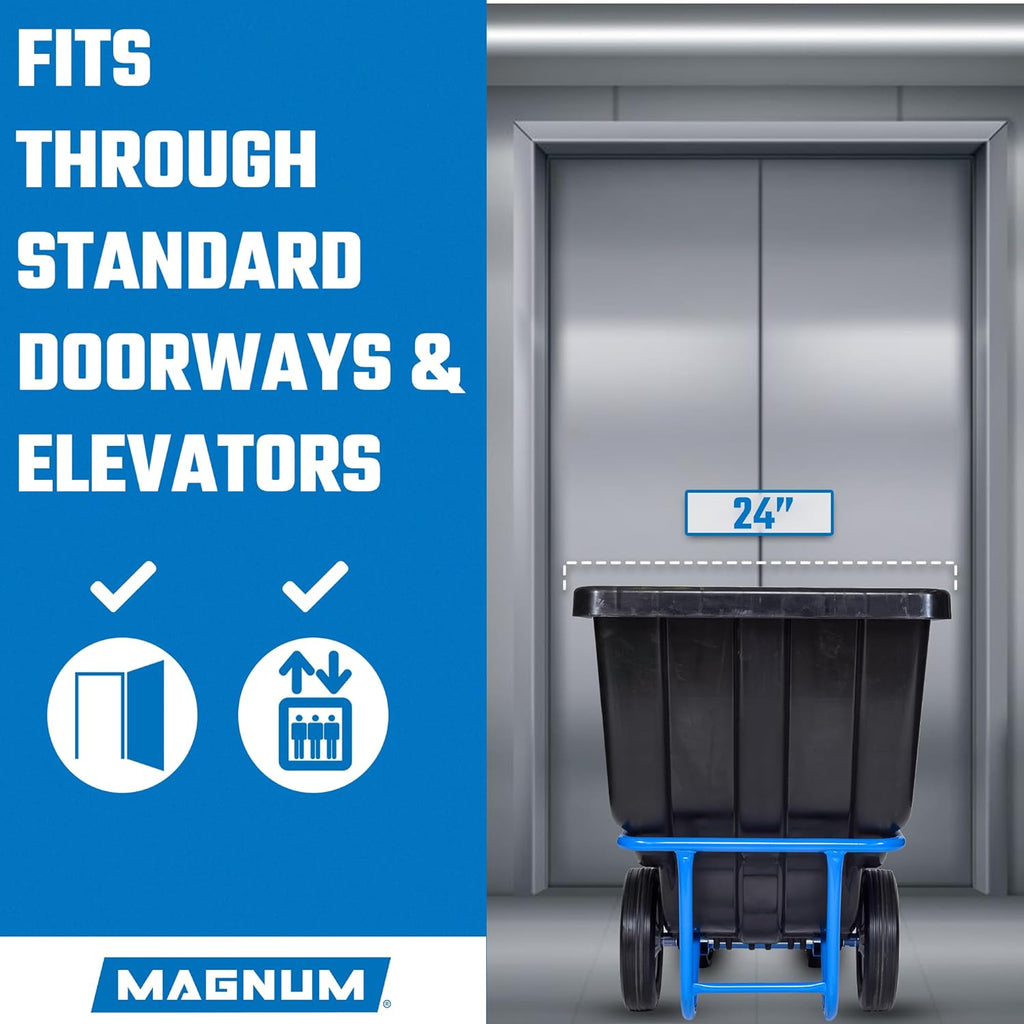 Tilt Truck, 1/2 Cu. Yd. Capacity Dump Cart with Heavy Duty 12” Wheels & 5” Casters & Forklift-able Frame for Jobsites, 850 lbs, Trash Cart with Wheels DUC12T-F