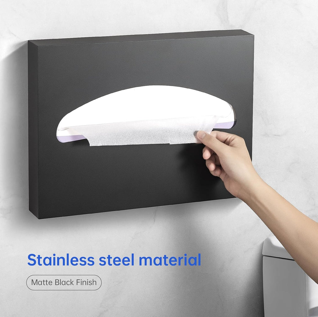 2 Packs Toilet Seat Cover Dispenser Wall Mounted Stainless Steel Matte Black