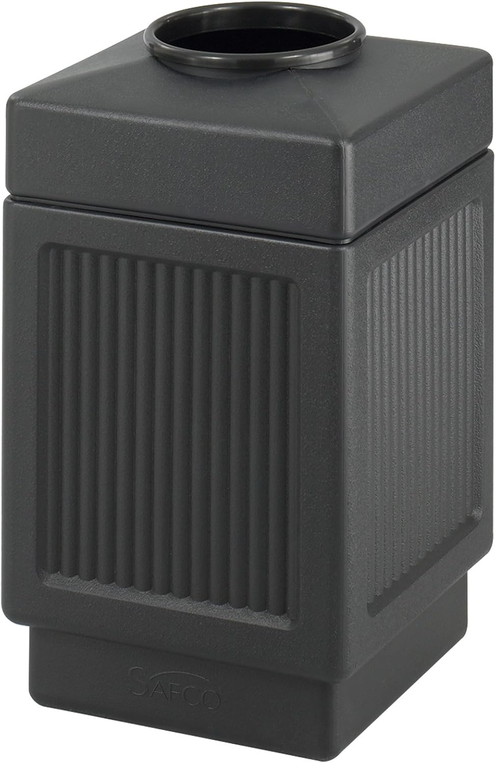 Safco Canmeleon Trash Can, 38 Gallons, Indoor and Outdoor Use, Open Top, Durable & Weather-Resistant Commercial Garbage Can, Black
