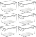 Clear Plastic Storage Bins with Lids, Perfect for Kitchen Organization or Pantry Organization and Storage, Stackable Fridge Organizer Bins, Storage Containers for Organizing, Cabinet Organizers