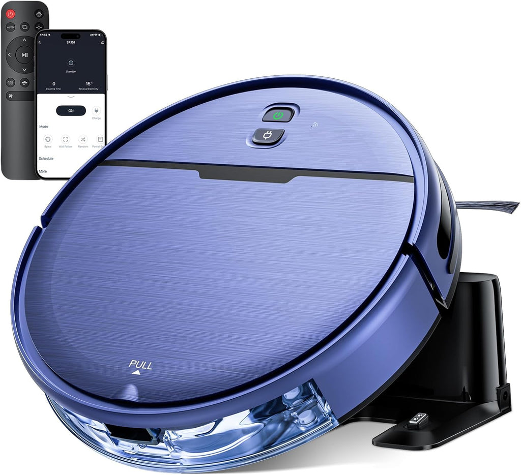Robot Vacuum and Mop Combo with APP/Voice/Remote Control, 2 in 1 Vacuuming & Mopping Robot, Schedule, Strong Suction, Tangle-Free, Slim & Quiet, for Homes with Pets, Low Pile Carpet & Hard Floors
