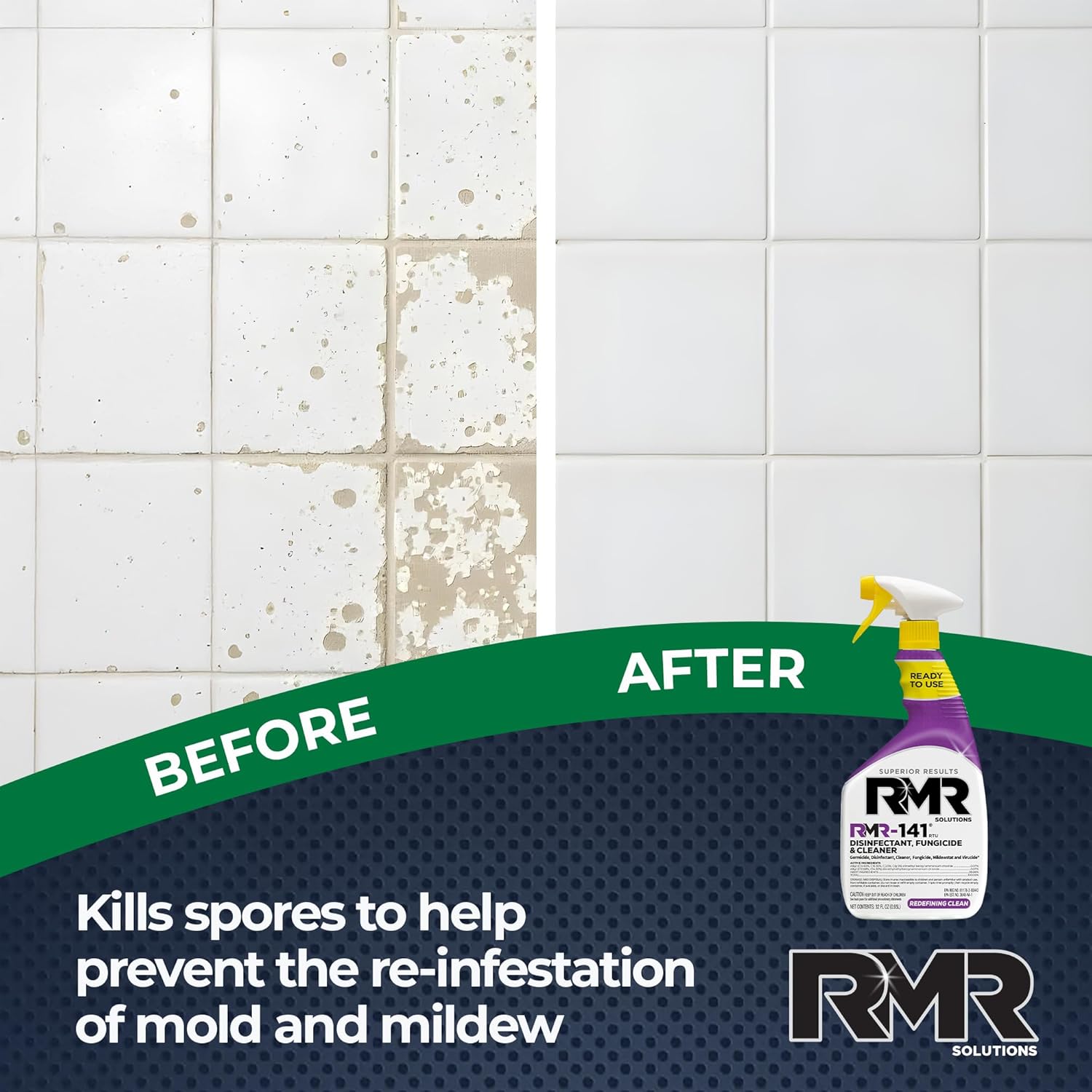 RMR-141 EPA Registered Mold and Mildew Killer, Eliminates Odors, Removes Mold, Mildew, Bacteria, and Viruses, 32-Ounce Bottle