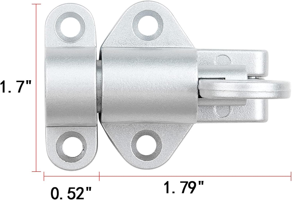 4 Packs Self-Closing Latches，Silver Gray Spring Door Lock，Resilient Bolt Latch Aluminum Alloy Safety Automatic Spring Barrel Slide Door Lock with Screws,Used for Gate,Window and Cabinet etc