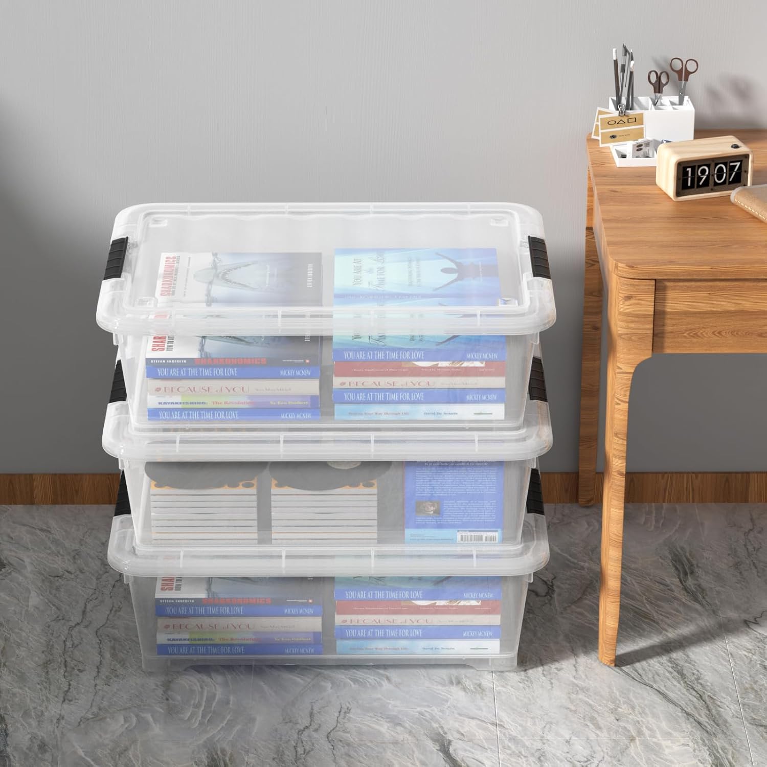 20L Under Bed Storage Containers, Closet Organizers and Storage Bins, Under Bed Storage Box with Wheels, Set of 4