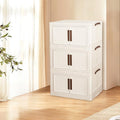 312QT/78GAL Stackable Storage Bins with 1 lid Foldable Storage Drawers with Wheels for Clothes Collapsible Storage Bins Container with door for Home,Office, Dorm Room(104Qt X 3)