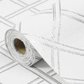Drawer and Shelf Liners for Kitchen Cabinets Non-Adhesive Cabinet Liners Strong Grip Non Slip Waterproof Contact Paper for Cabinets and Drawers Shelves Cupboard,Silver Geometric,12IN X 20FT