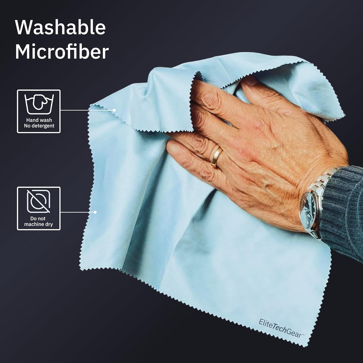 Elite Screens Microfiber Cleaning Cloth - Pack of 12, 12" x 12", Blue - Streak-Free Vision & Glasses Wipes - Quick-Dry Reusable & Eyeglass Wipes - Portable & Screen Cleaning Cloth