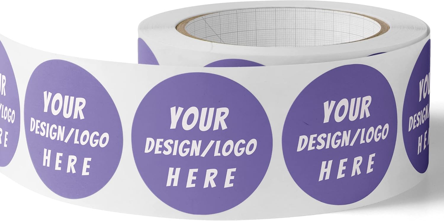 150 Custom Circle/Square BOPP Roll Labels- Personalized Stickers for Business Logo, Party, Wedding Favor, Baby Shower-Any Design Text + Image, Matte/Gloss Finish (2 Inch Circle)
