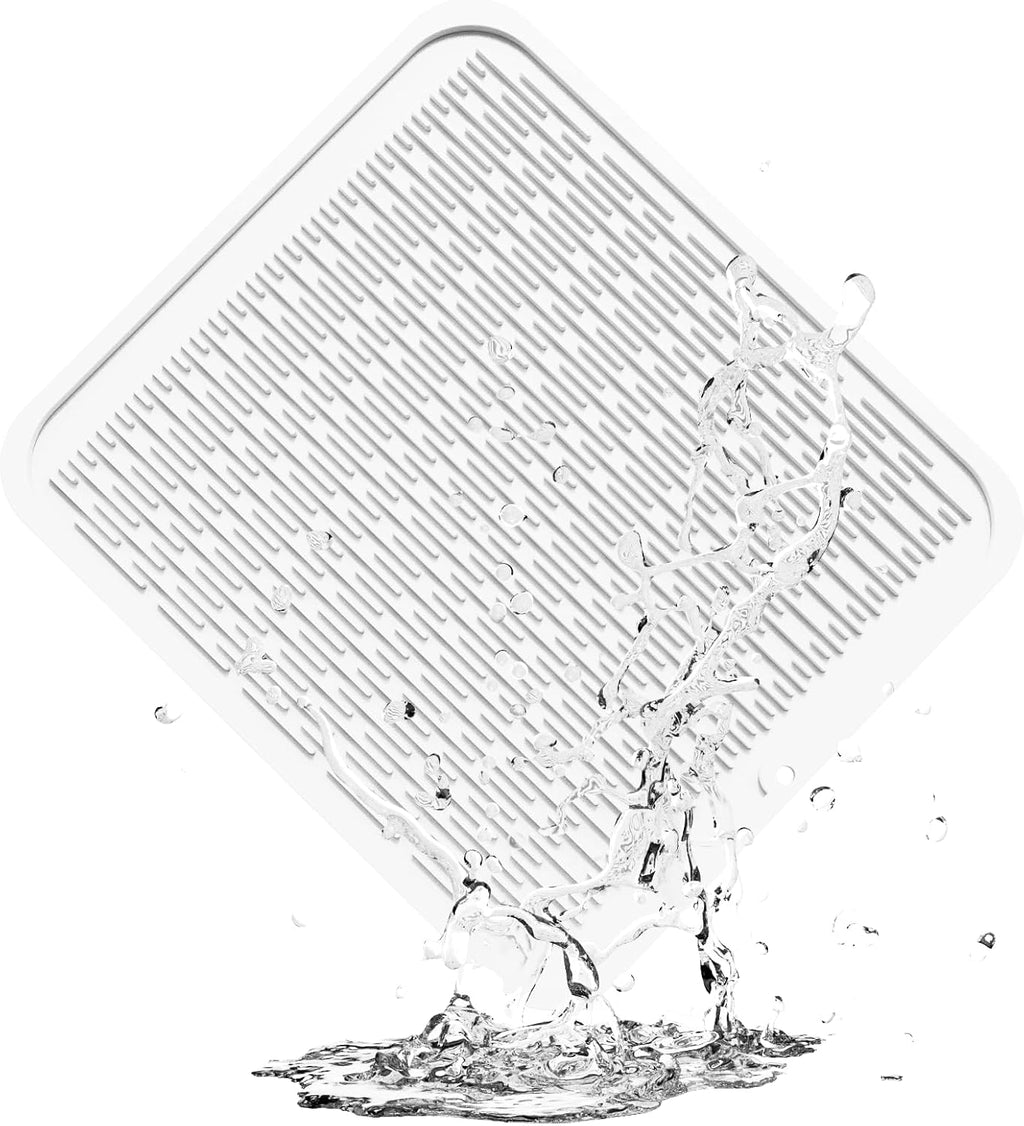 ZLR Silicone Dish Drying Mat for Kitchen Counter, Eco-Friendly Fast Dry Dish Mat, Easy Clean Multi Usage Drying Matt, Heat Resistant Trivet, 16" x 18" XL, Milk White