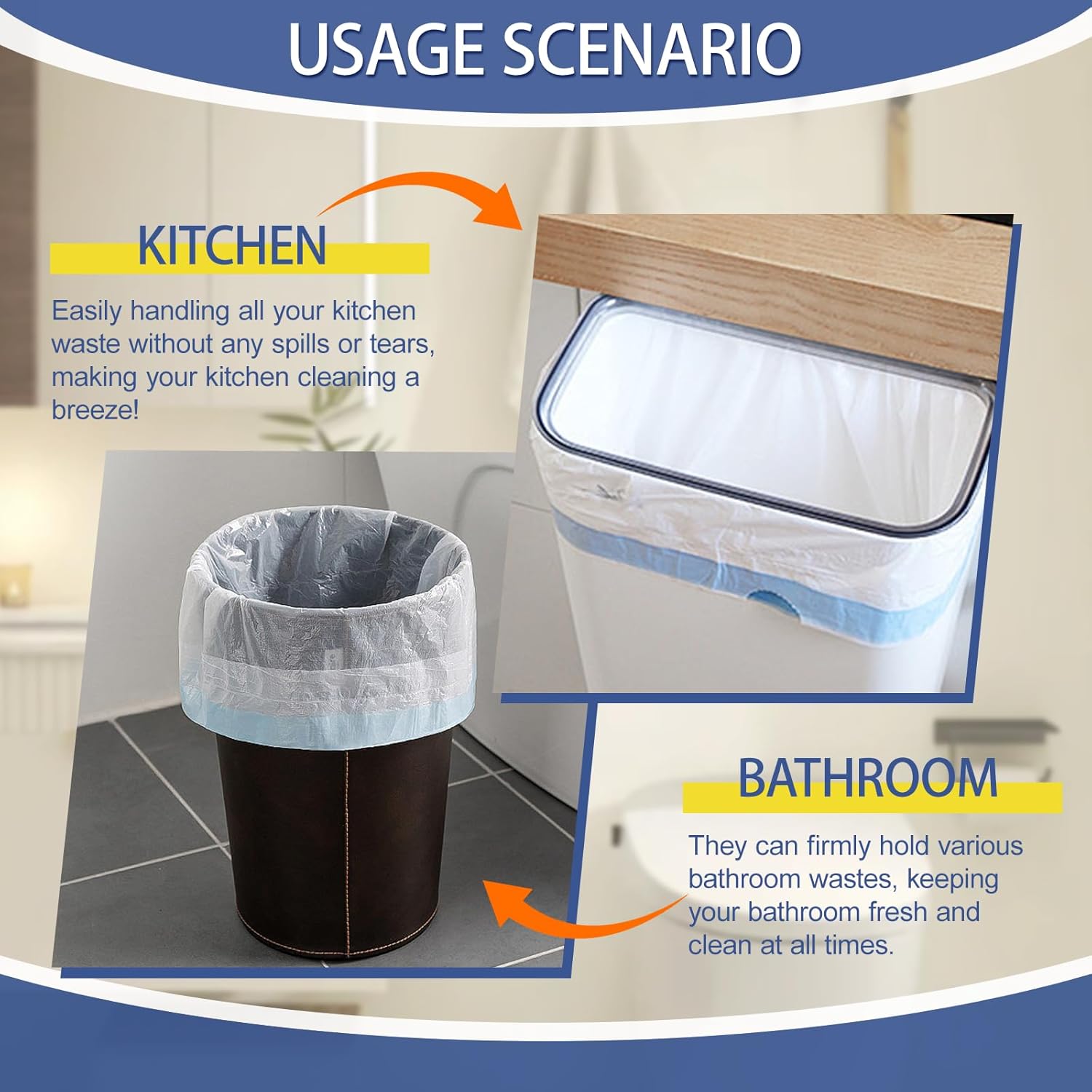 240 Count 2 Gallon Trash Bags Drawstring - Thick Small Garbage Bags Unscented,0.96 Mil White Mini Trash Can Liners,Strong Waste Basket Bags 7.5 Liter for Home Bathroom Office Car
