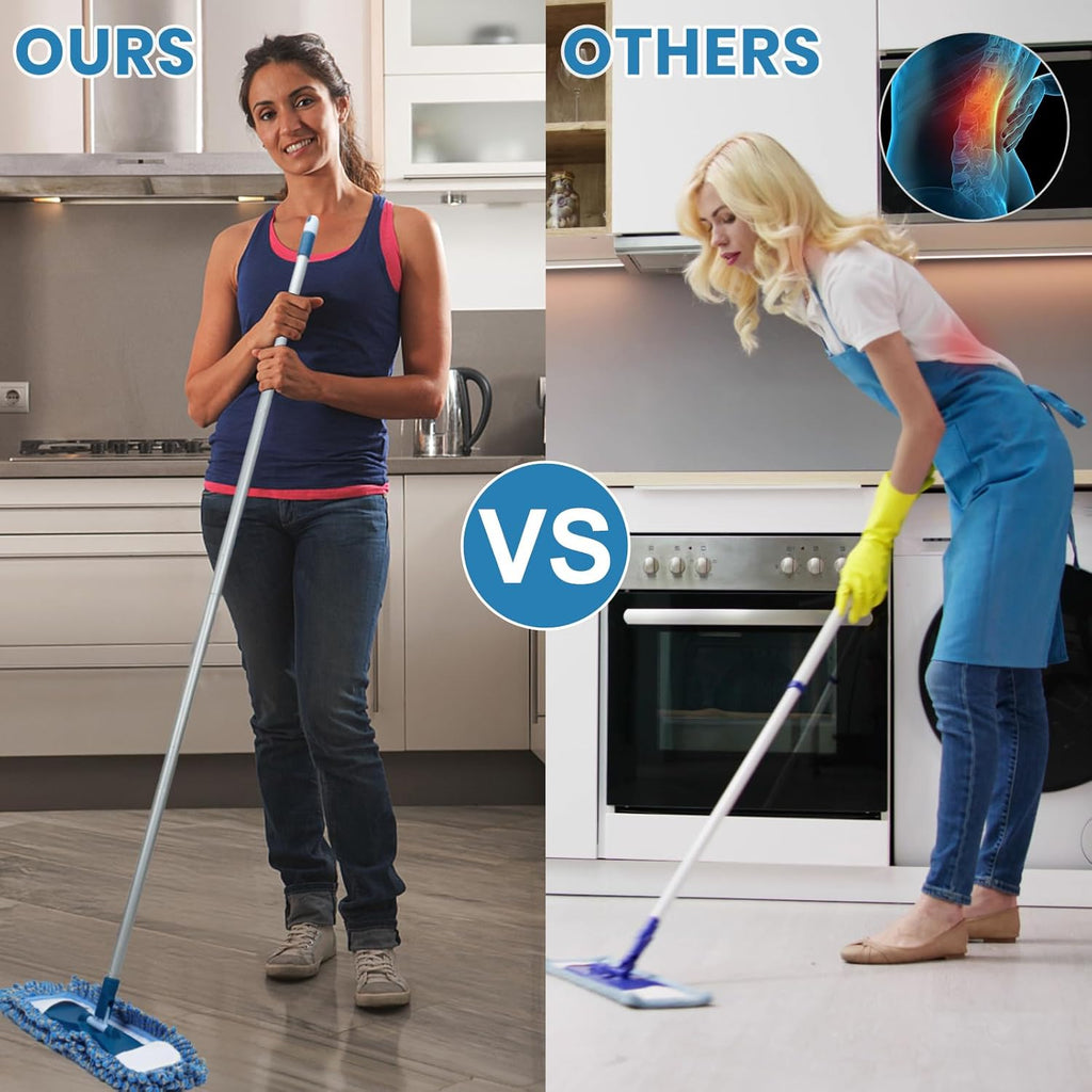 MAVRIZ Dust Mop for Hardwood Floor Washable Wet and Dry Mop with 58" Long Handle, 360° Rotating Microfiber Mop for Wood, Laminate, Tile Floor
