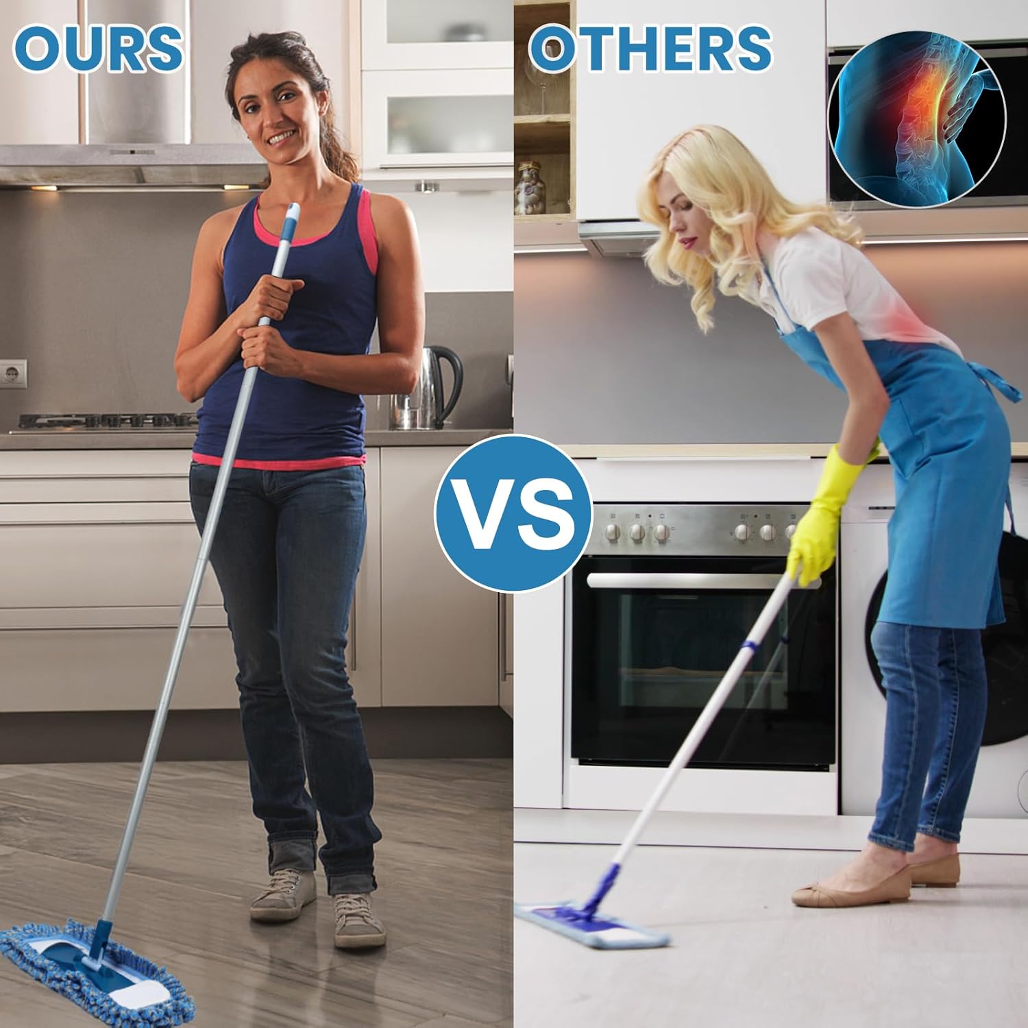 MAVRIZ Dust Mop for Hardwood Floor Washable Wet and Dry Mop with 58" Long Handle, 360° Rotating Microfiber Mop for Wood, Laminate, Tile Floor