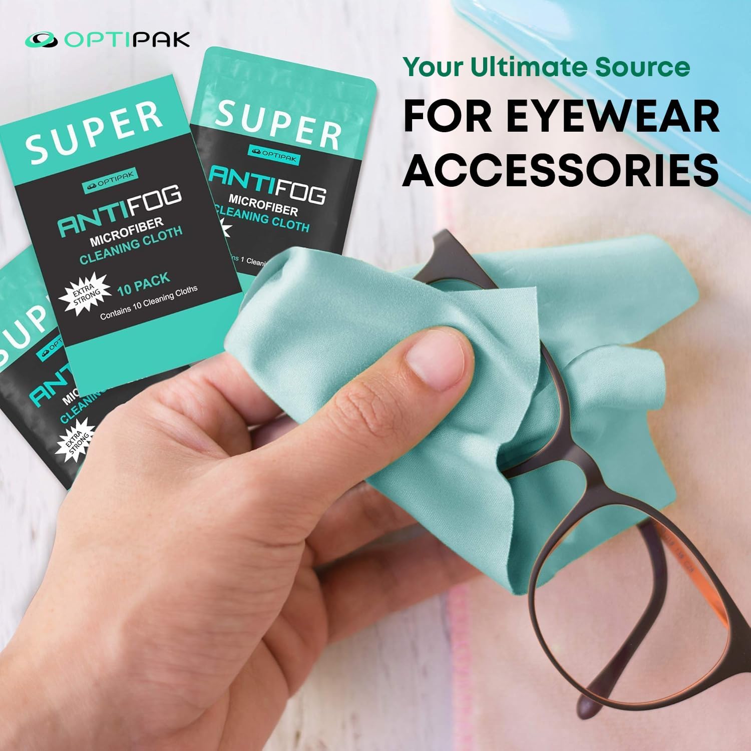 Anti Fog Microfiber Cleaning Cloth for Glasses | Individually Wrapped Microfiber Lens Cleaning Cloth for Eyeglasses, Lenses, Binoculars, Face Shields, Ski Masks or Swim Goggles (1 Count)