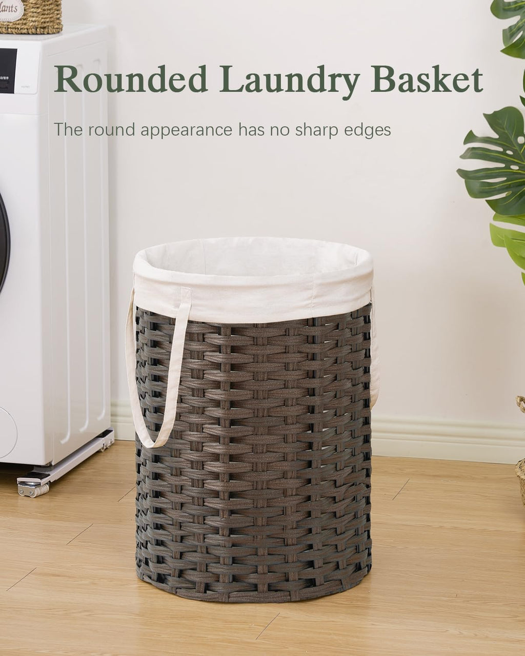 Laundry Hamper Laundry Basket Round 19.0 Gal (72 L) Handwoven Rattan Laundry Basket, Large Wicker Laundry Hamper with Removable Laundry Bag Handles 2 Mesh Bags for Bathroom Living Room Brown