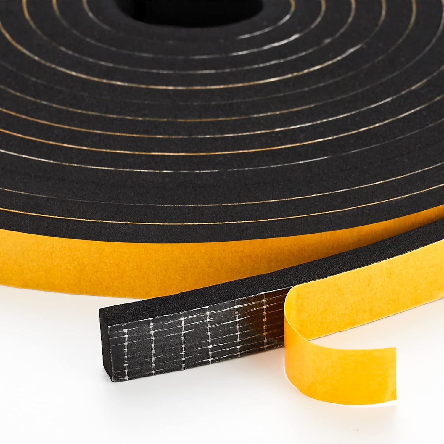 50 Feet Weather Stripping Door Seal, 1/2" Wide X 1/8" Thick Door Seal Strip High Density Foam Tape Adhesive Strip for Door Soundproofing,Window Insulation (1/2" x 1/8" x 50FT,Black)