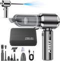 Car Vacuum Portable Cordless 21000PA High Power Mini Vacuum Cleaner 4-in-1 Compressed Air Duster & Air Blower & Pump Hand Held Vacuum with Brushless Motor for Car, Home, Office,Camping (silver gray)