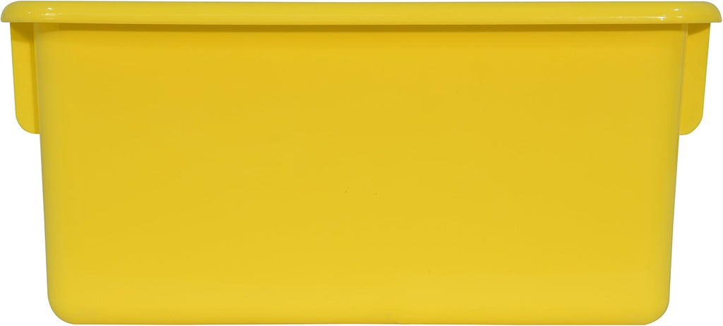 Wood Designs Cubby Storage Bin, Heavy Duty Plastic Containers for Kids Yellow Cubby Tray Set of 10