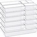 Criusia Drawer Organizer, 18 Pack Large Clear Plastic Kitchen Drawer Organizers Set, 6 Size Versatile Bathroom and Vanity Drawer Organizer Trays, Storage Bins for Makeup, Bedroom, Kitchen Utensils