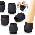 Ezprotekt 24 Pcs Round Silicone Chair Leg Floor Protectors for Wood Floors, Felt Furniture Pads Caps, Bar Stool Leg Floor Protectors Covers for Dining Table Chair (L Fit 1.1"-1.3", Black)