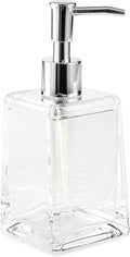 Huang Acrylic Clear Square Tapered Soap Dispenser Crystal Clear Acrylic | Sturdy and Elegant Construction Makes it Perfect for Kitchen or Bathroom | Shatter-Proof, Durable and Compact Design