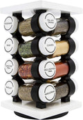 Orii Spice Rack 16 Jar Set White Filled with Spices - Rotating Standing Rack Shelf Holder & Countertop Spice Rack Tower Organizer for Kitchen Spices
