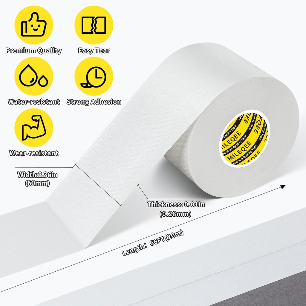 Duct Tape Heavy Duty Single Sided, Strong Adhesive High Strength, Waterproof Mesh Tape for Indoor and Outdoor Repairing Sealing Bonding, Easy Use Hand Tearable, 2.36 Inch x 66 Feet, White