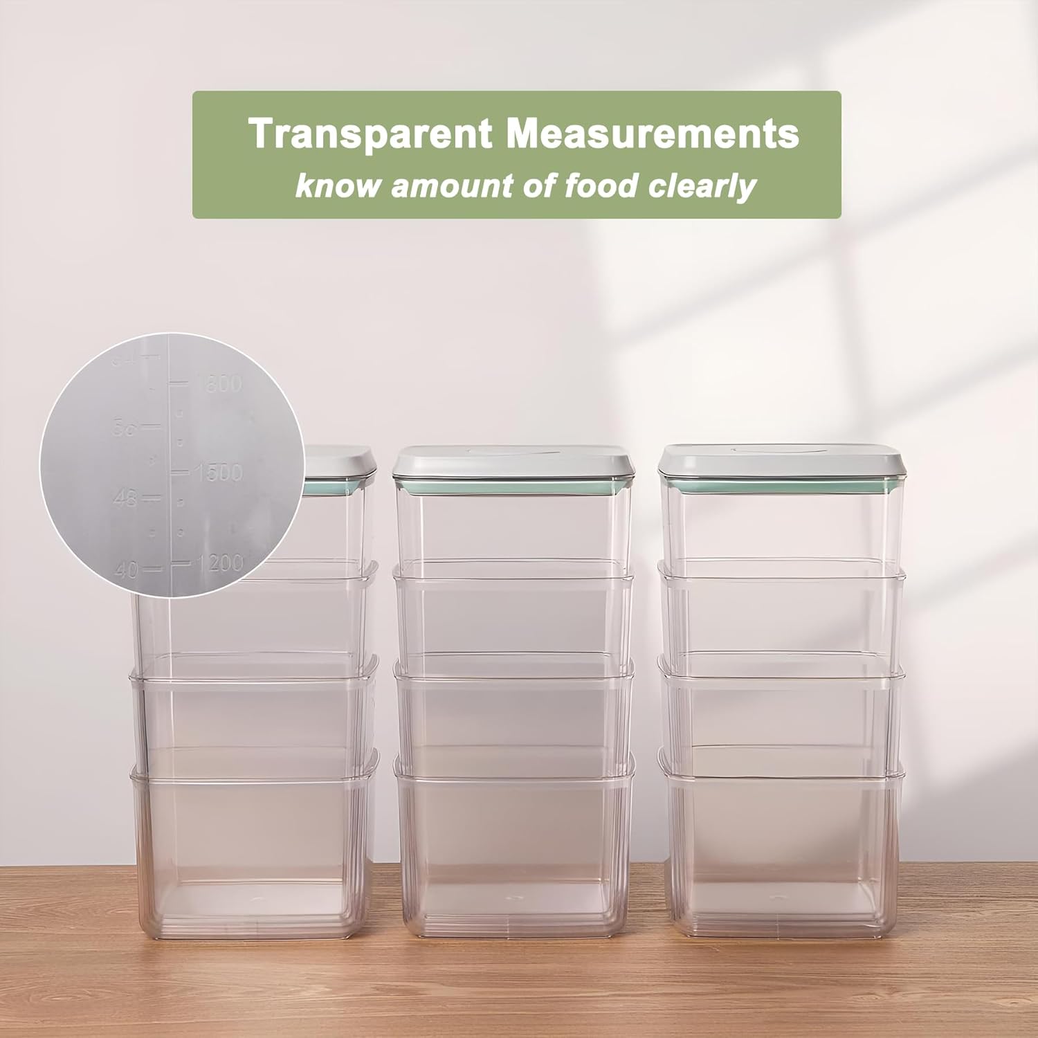Airtight Food Storage Containers with Lids Pop Up Containers Pasta Organizer for Kitchen Pantry Cereal Snack Flour Sugar Coffee (3pc 3300ml / 3.48qt)