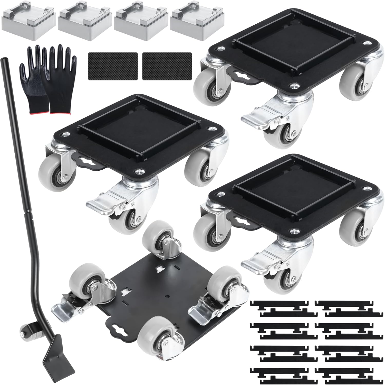 Furniture Movers with 4 Wheels,Heavy Duty Furniture Lift Mover Tool Set with 2000 lbs Load Capacity, Easy Sliders Dolly with Removable Side Guards&Brake, for Moving Appliance,Sofa etc