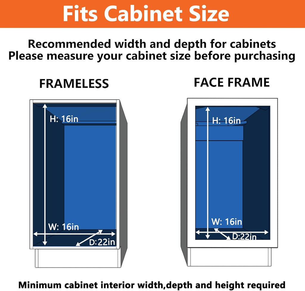 ROOMTEC Individual Pull Out Cabinet Organizer (15½" W x 21½" D), 2 Tier Spice Rack Organizer for Cabinet, Slide Out Drawer Pantry Shelf Organization and Storage for Kitchen Bathroom