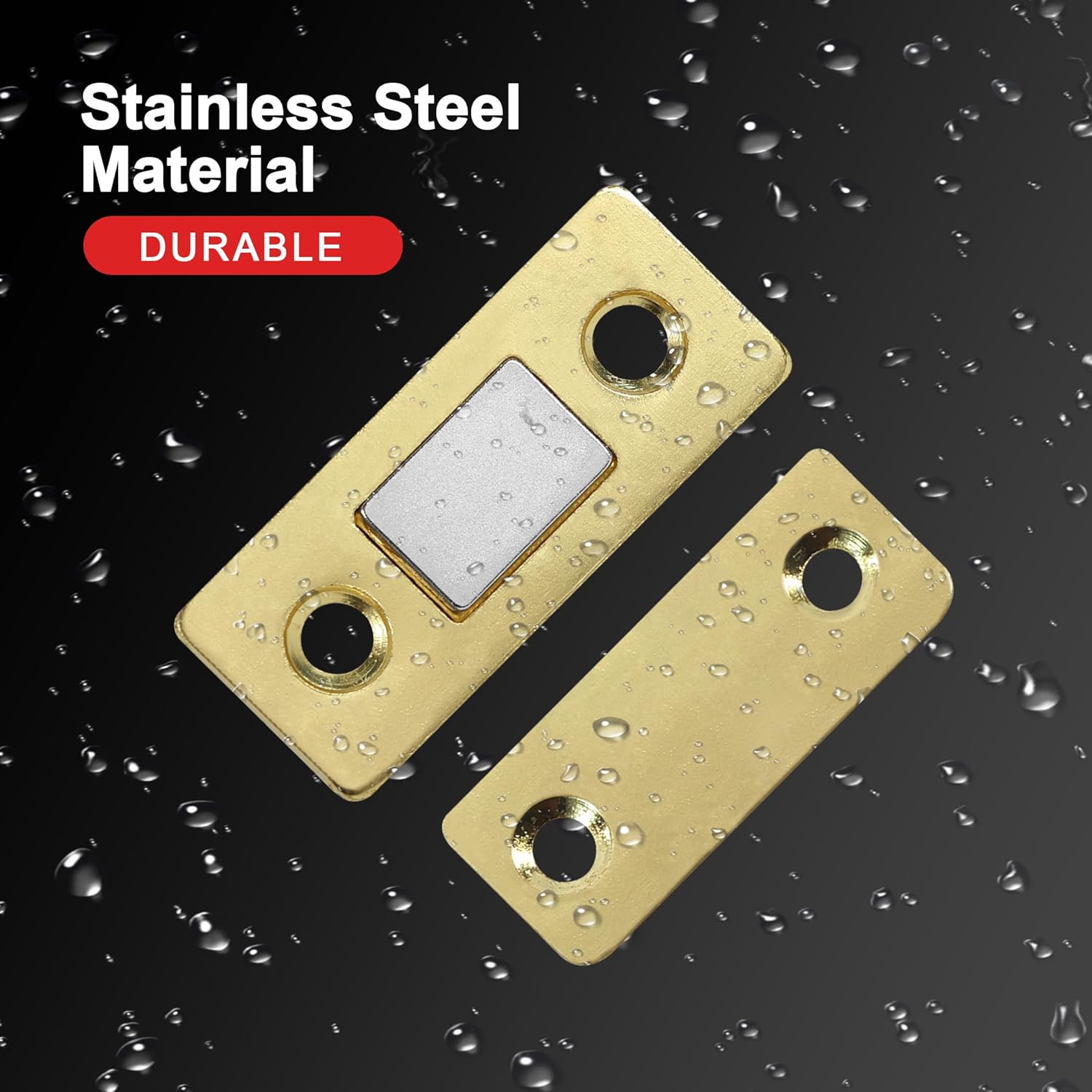 Cabinet Magnetic Catch, 10 Pack Gold Ultra Thin Magnetic Cabinet Door Catch, Adhesive Cabinet Magnets for Kitchen Drawer Cabinet Door Closet, Concealed Strong Magnetic Cabinet Latch