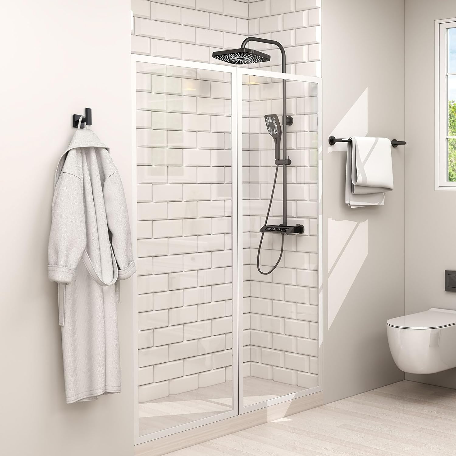 Angle Simple Towel Hook for Bathroom, Stainless Steel Hand Towel Coat Hook for Wall, Matte Black