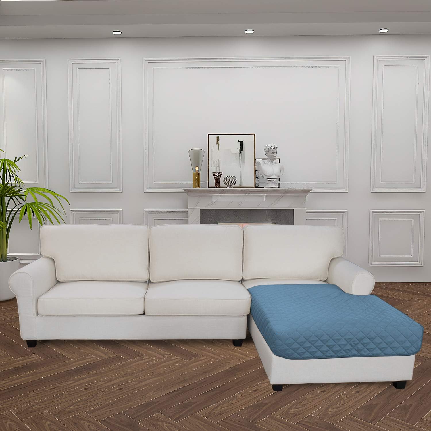 Easy-Going Sectional Couch Covers for Dogs L Shape Sofa Cover Reversible Sofa Slipcover Chaise Lounge Cover Furniture Protector Cover for Pets Dog Cat (42 x 68 inches, Light Blue/Light Blue)