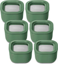 Caraway 6pc Food Storage Container Set - 1.75 Cup Glass Storage Container for Food (6) - Non-Toxic Ceramic-Coated Glass - Air Release Technology - Compact & Stackable Design - Sage