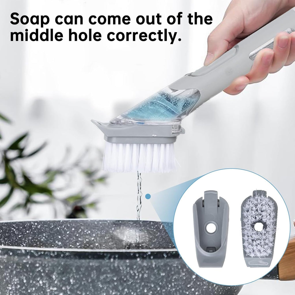 4 Pack Dish Brush Refills Compatible with Scrub Daddy Dish Wand, Replacement Heads for Soap Dispensing Brushes, Heavy Duty Brush Cleaning Head Fits Soap Dispensing Handle for Kitchen Cleaning