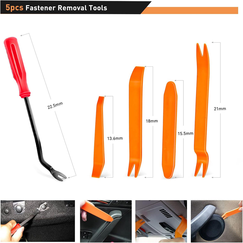 GOOACC 380Pcs Car Automotive Plastic, Metal, Nylon Push Pin Rivet with Fastener Remover Trim Clip Panel Body Interior Assortment Retainer Assortment Clips, (GRC-97),Black