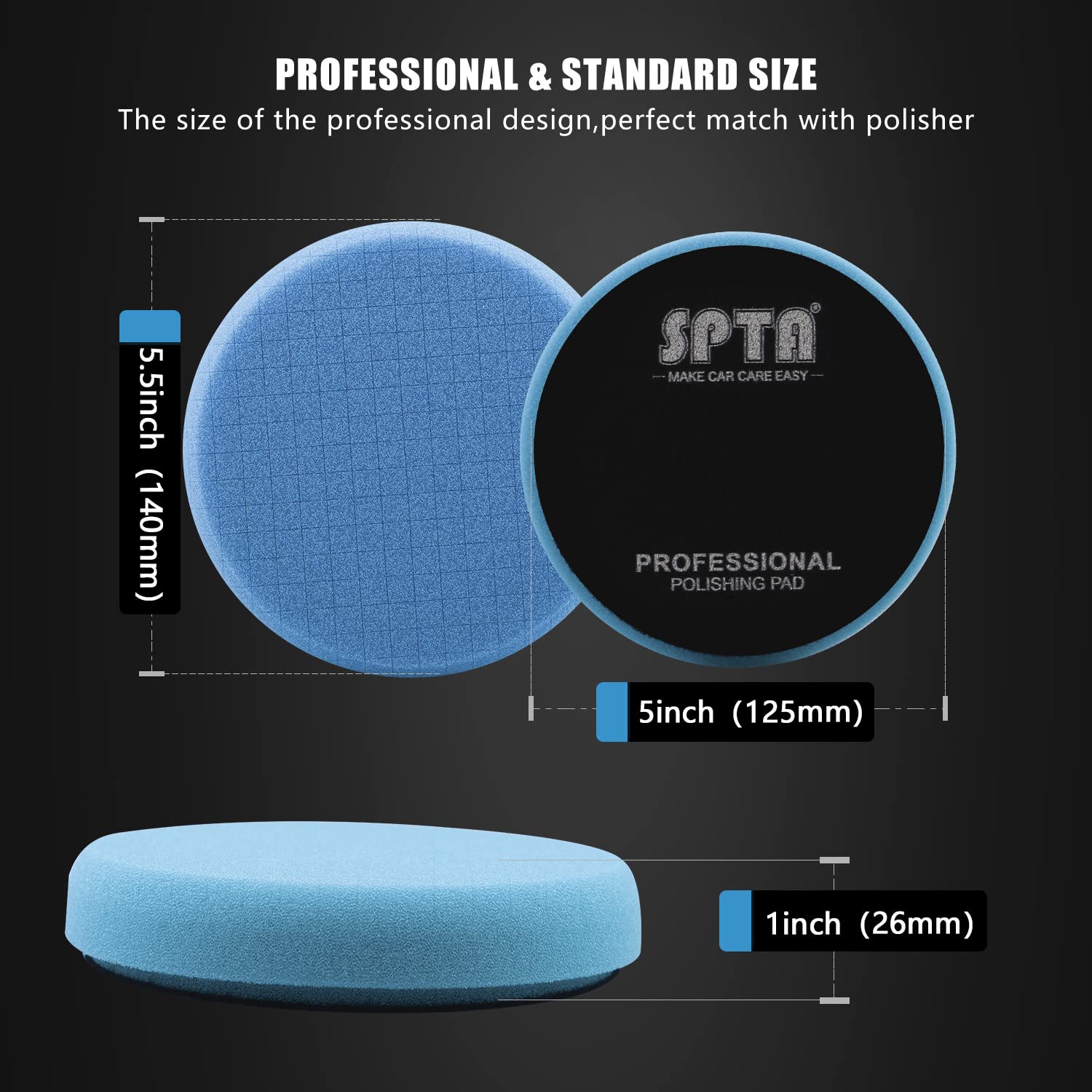 Blue Polish Pad, 3Pcs 5 Inch Buffing Polishing Pads for 125mm Backing Plate Compound Buffing Sponge for Car Buffer Polisher Compounding, Polishing and Waxing