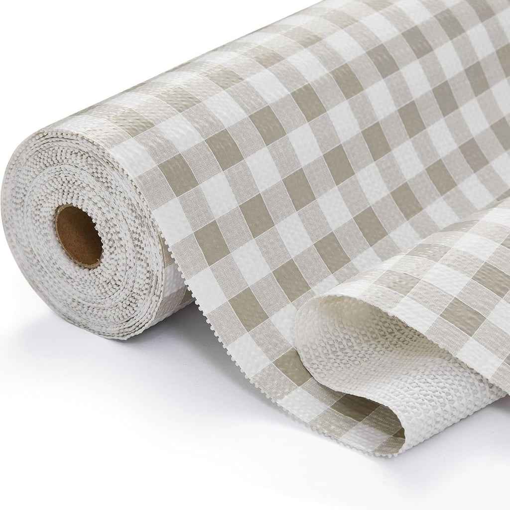 Drawer and Shelf Liner for Kitchen Cabinet Liner Non-Adhesive Non-Slip Shelf Thick Strong Grip Waterproof Contact Paper Easy to Clean for Shelves, Cupboard, Desks,Green Plaid,12IN X 10FT