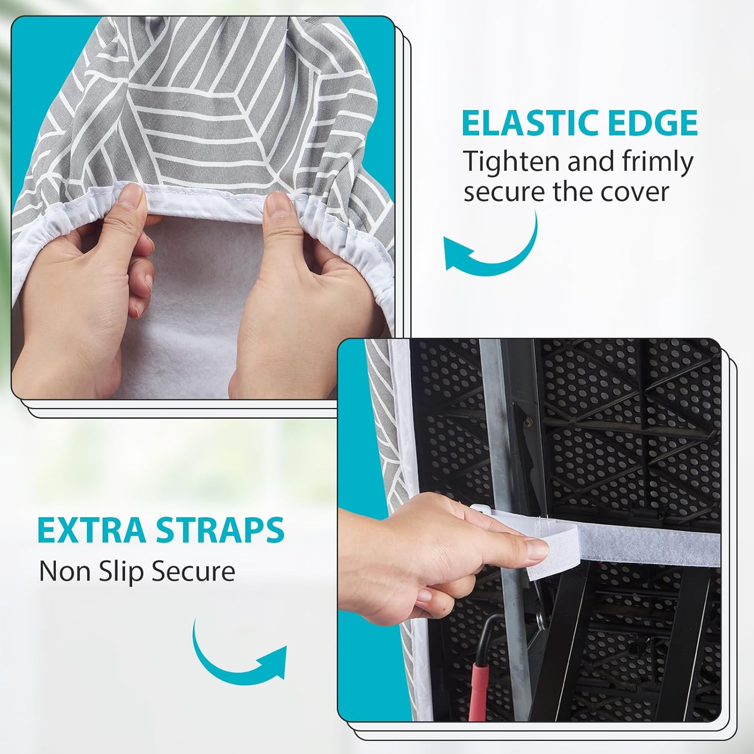 Ironing Board Cover with Padding 15 x 54 inch Standard Full Size, Heat Reflective with Hook and Loop Fasteners, Thick Padding with Elasticized Edges, 3 Layers Iron Board Cover (Gray Cube)