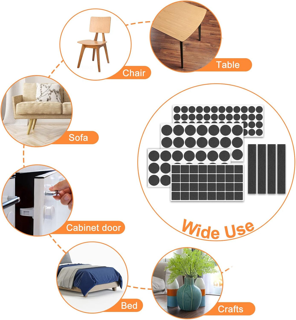 Felt Furniture Pads 300 Pieces, Furniture Pads for Hardwood Floors, Felt Pads for Chair Legs Furniture, Floor Protectors for Furniture Black