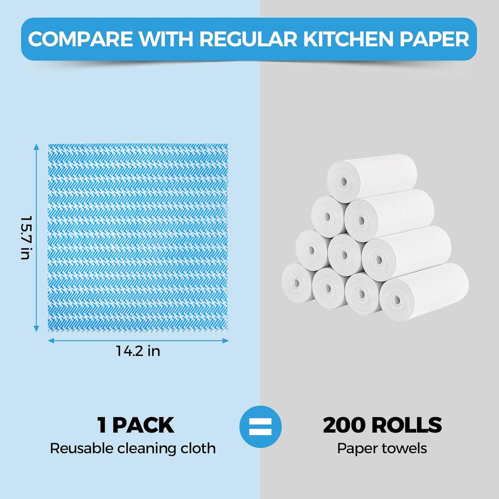 Handi Wipes Reusable Cloths Disposable Cleaning Towels Dry Kitchen Wipes Reusable Dish Towel Washcloths Dry Fast Multi-Purpose Heavy Duty Towels, Thick and Absorbnet 40 Count/Pack, Blue