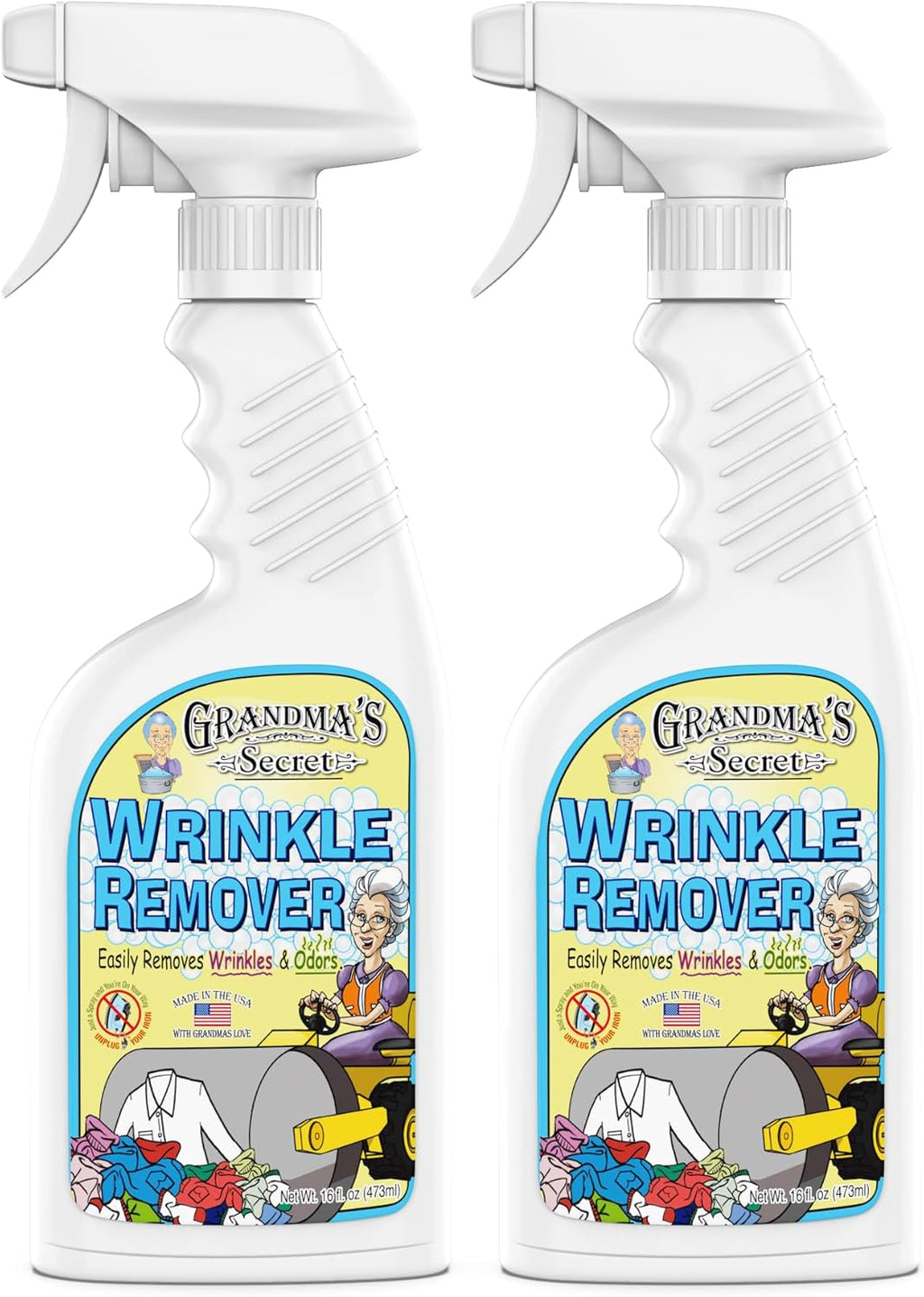 Grandma's Secret Wrinkle Remover Spray - Easily Removes Wrinkles & Odors - Wrinkle Release, Fabric Refresher Spray, Chlorine, Bleach and Toxin-Free - 16 Fl Oz (Pack of 2)